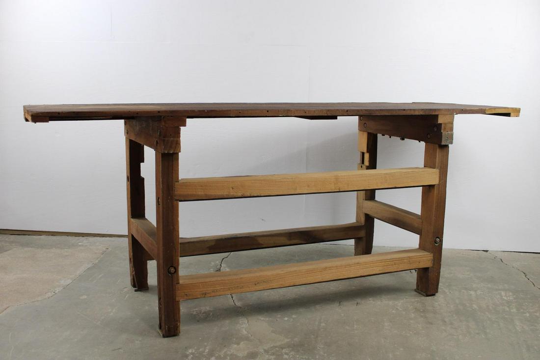 Primitive Industrial Wood Workbench Table, 7.5 feet (1 of 19)