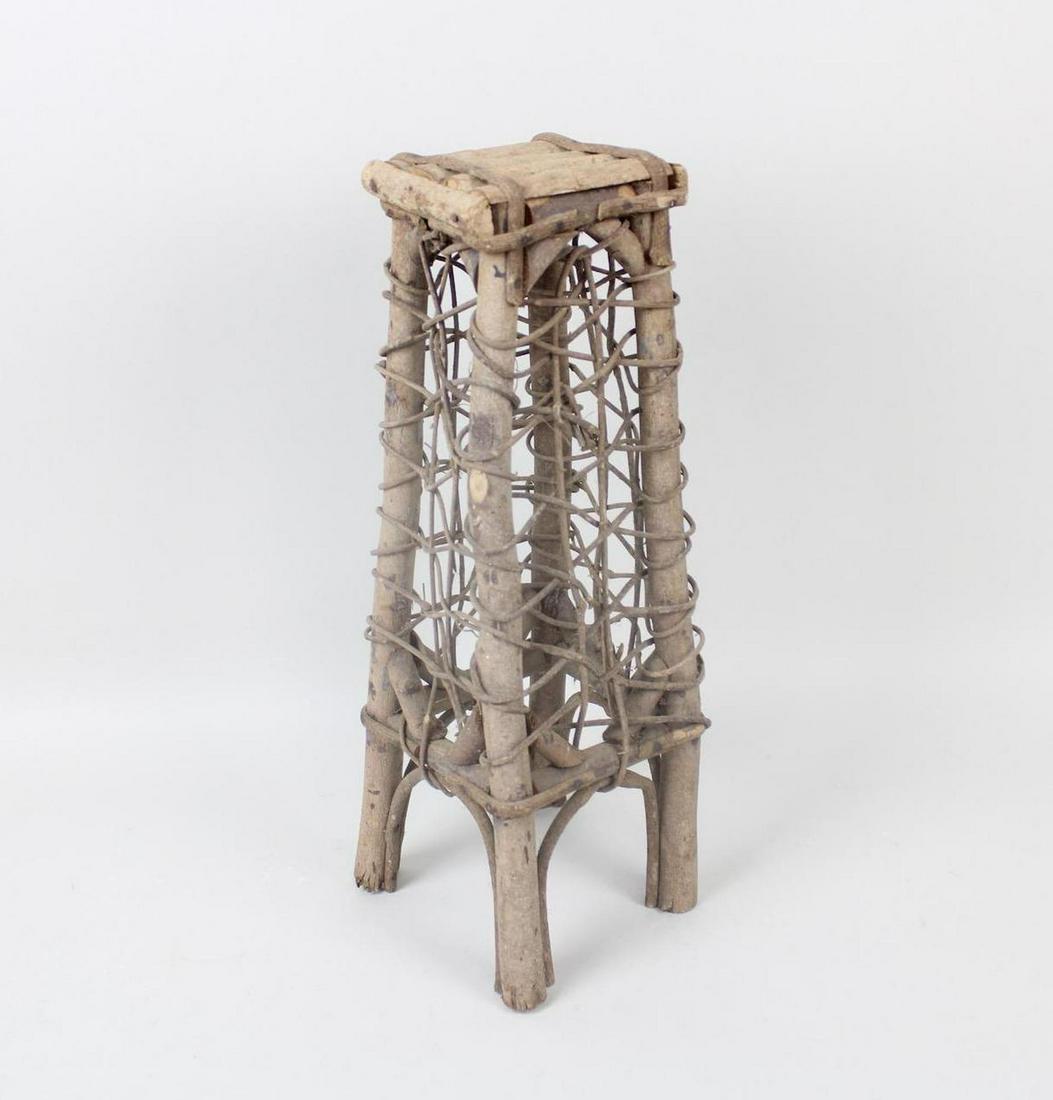 Small Primitive Adirondack Twig Pedestal or Plant Stand (1 of 7)