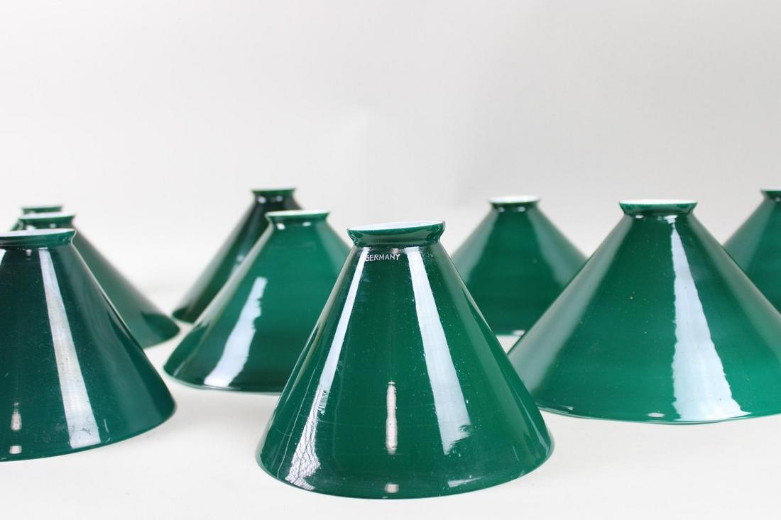 Lot of 14 Green Cased Glass Emeralite Style Lamp Shades, Germany (1 of 9)