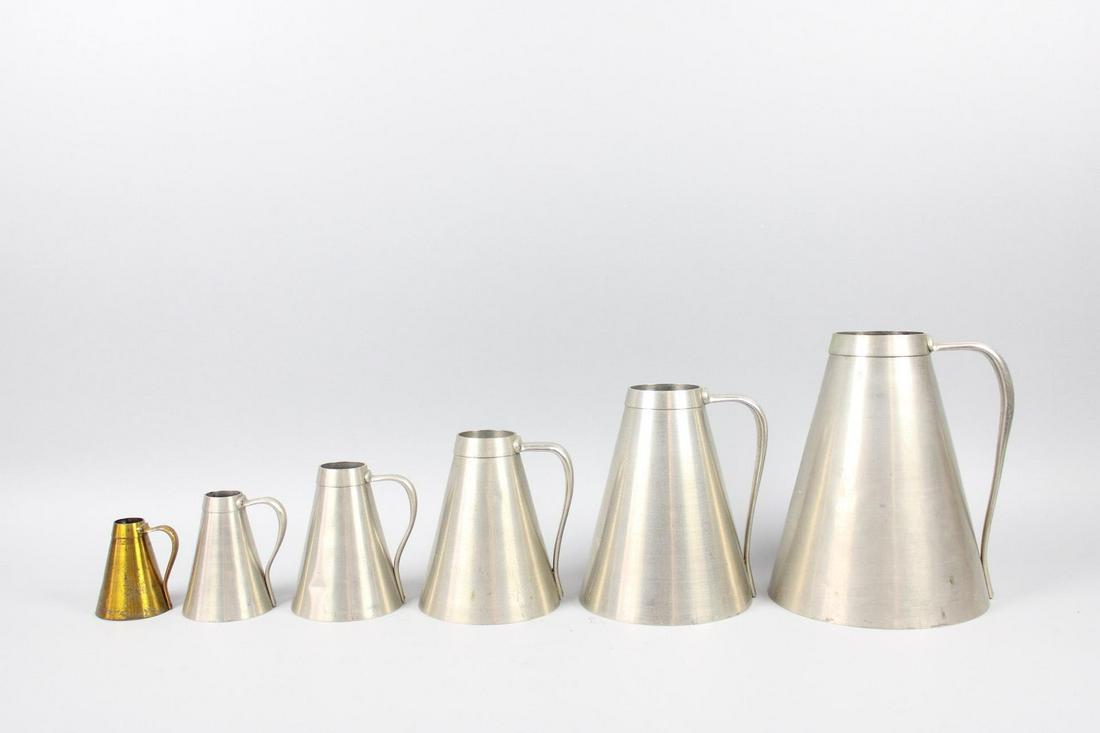 Lot of of 6 L.E. Gurley Graduated Nickel Plated Industrial Measuring Pitchers (1 of 19)