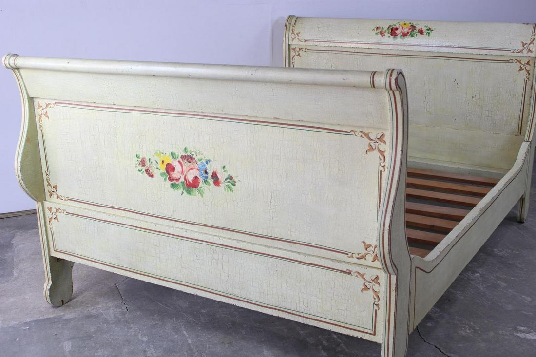 Queen Victorian Style White Painted Sleigh Bed Frame (1 of 14)