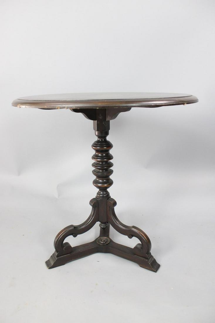 Turned Wood Column Candle Stand Side Table Auction