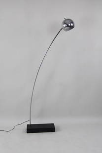 Mid Century Modern Chrome Eye Ball Arc Floor Lamp: Mid Century Modern Chrome Eye Ball Arc Floor Lamp. Nice sized arc lamp, chrome with black base. Dimensions are 63.5 in h x 8.5 in w x 24 in d. Condition is very good. Please call or email for a detail