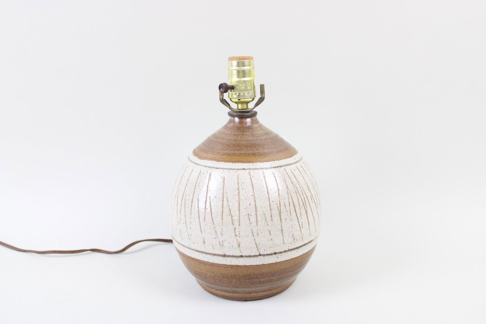 Mid-Century Modern Brown Studio Pottery Lamp (1 of 6)
