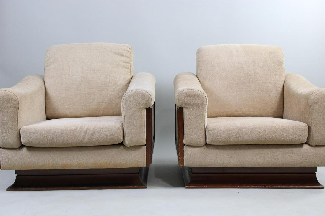 Pair of Mid-Century Modern Low Upholstered Club Chairs (1 of 14)