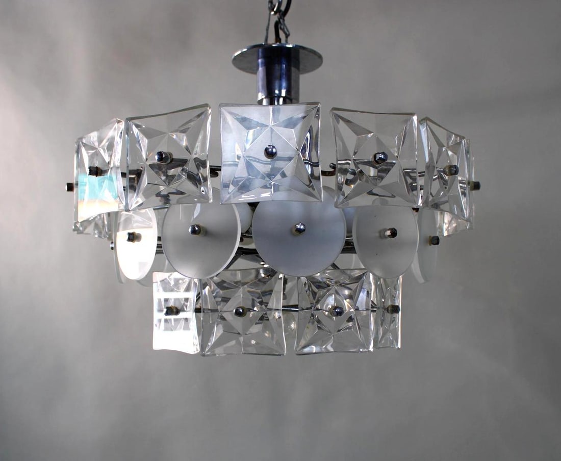 Mid-Century Modern Kinkeldy Austrian Glass 3 Tier Chandelier (1 of 7)