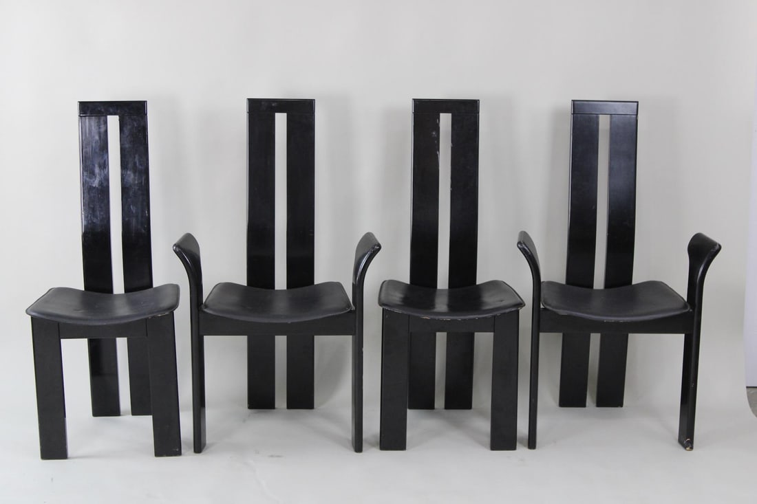 Set of 4 Postmodern Pietro Costantini Dining Chairs, Black Lacquer (1 of 20)