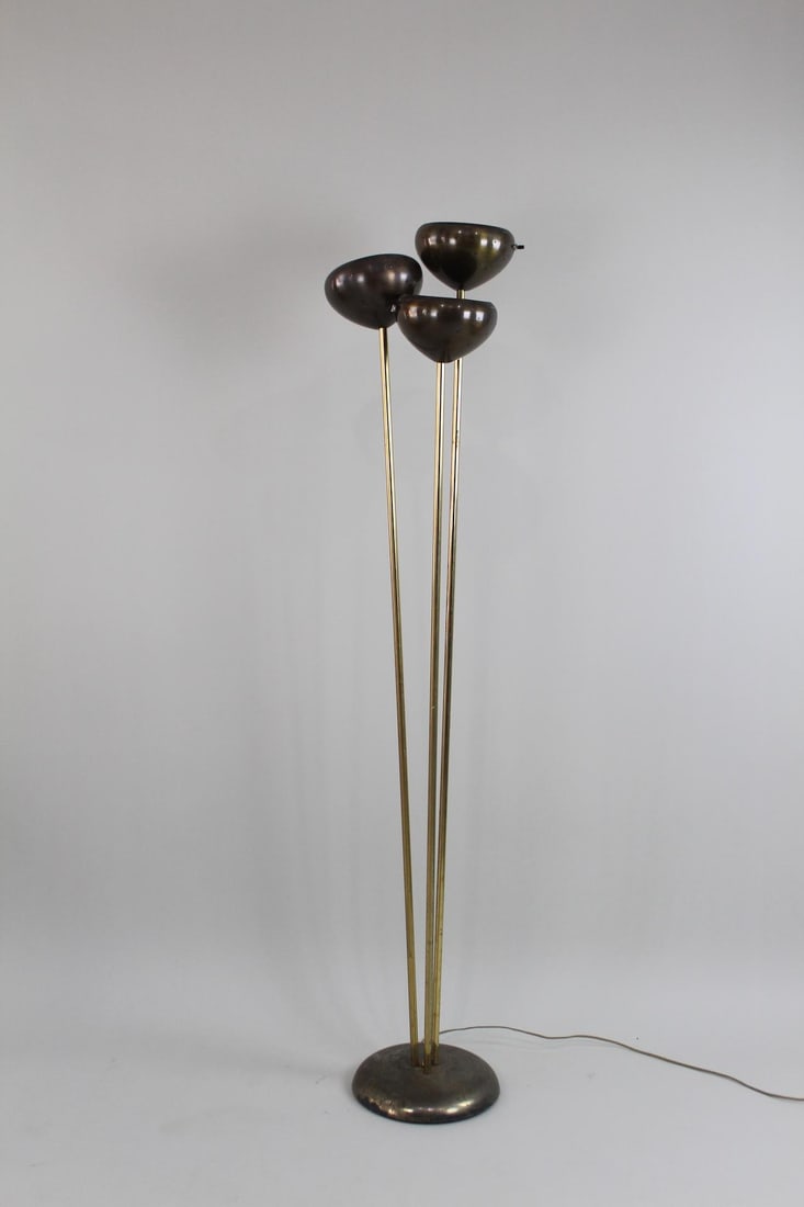 Mid-Century Modern Brass 3 Light Floor Lamp (1 of 9)