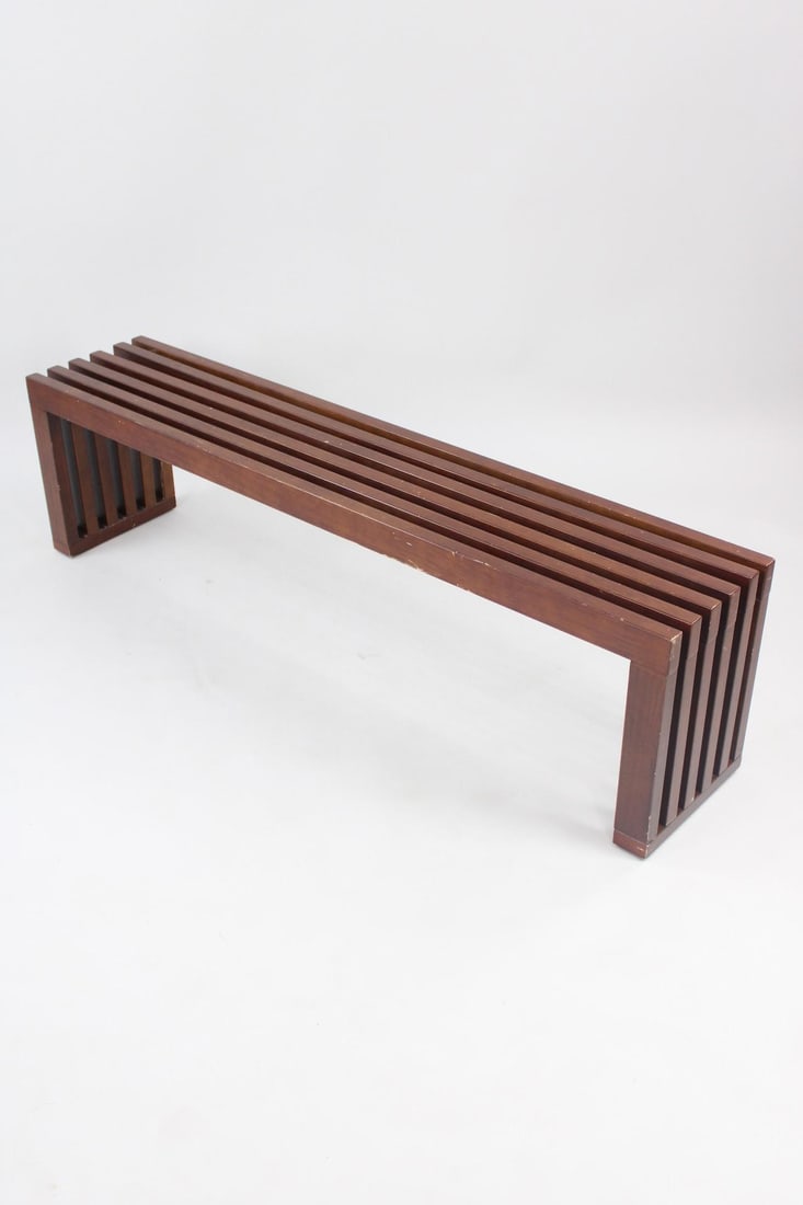 Contemporary Modern Waterfall Wooden Slat Bench (1 of 6)