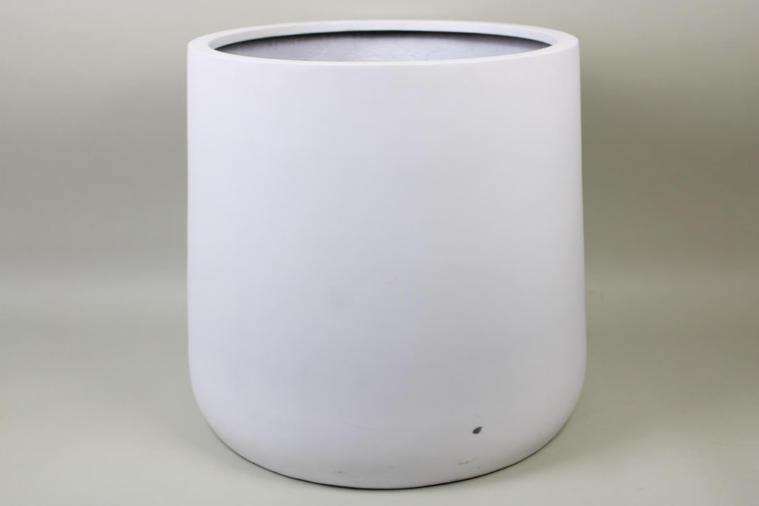 Mid-Century Modern Round White Planter Flower Pot (1 of 6)
