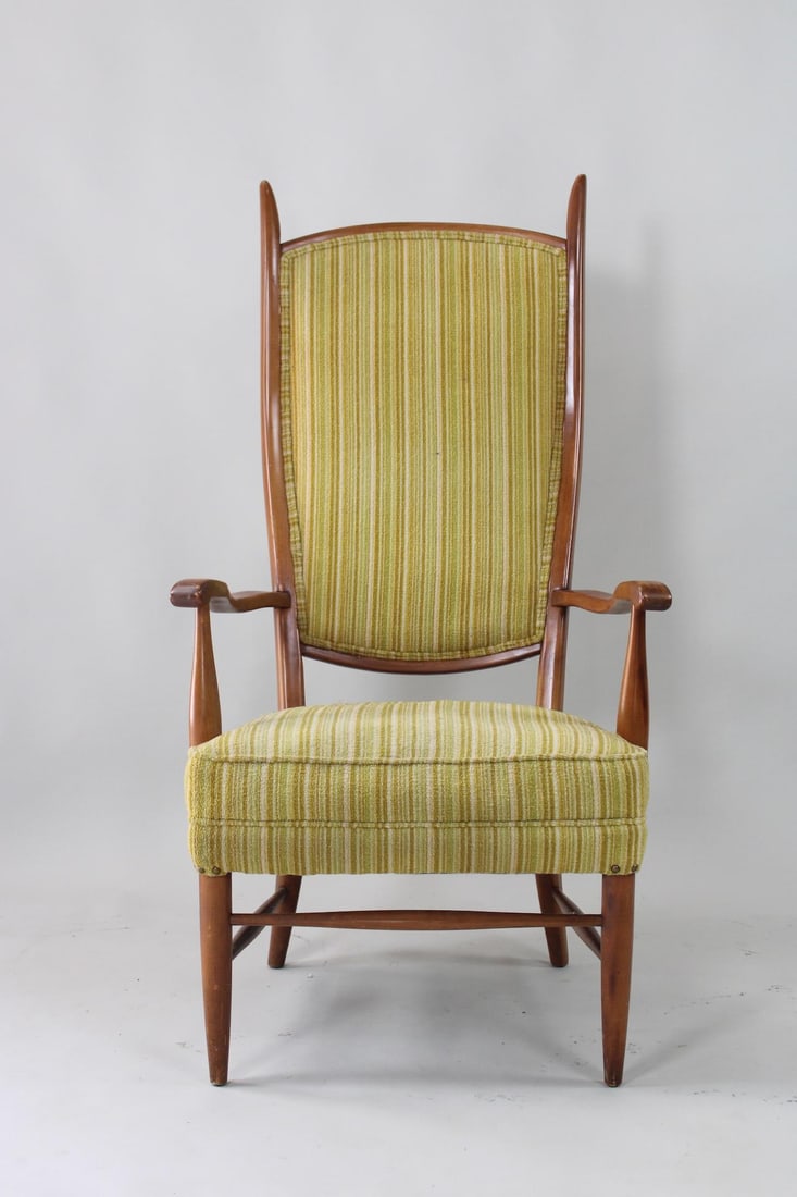 Mid-Century Modern Maxwell Royal Chair, Green Striped High Back (1 of 9)