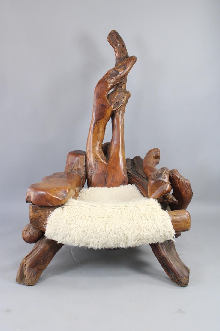 Monumental Live Edge Burl Slab Chair & Sherpa Seat, Daryl Stokes, 2 of 2 (1 of 13)