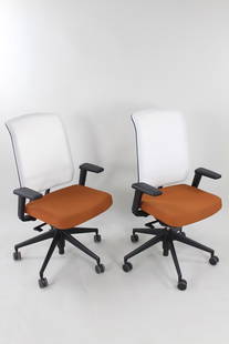 Pair of Vitra AM Chair Office Chairs by Alberto Meda, Orange, 2 of 4: This lot comes from a business closing after only a year of being open, the items were all purchased new and are barely, if ever used. Pair of Vitra AM Chair Office Chairs by Alberto Meda, Orange, 2