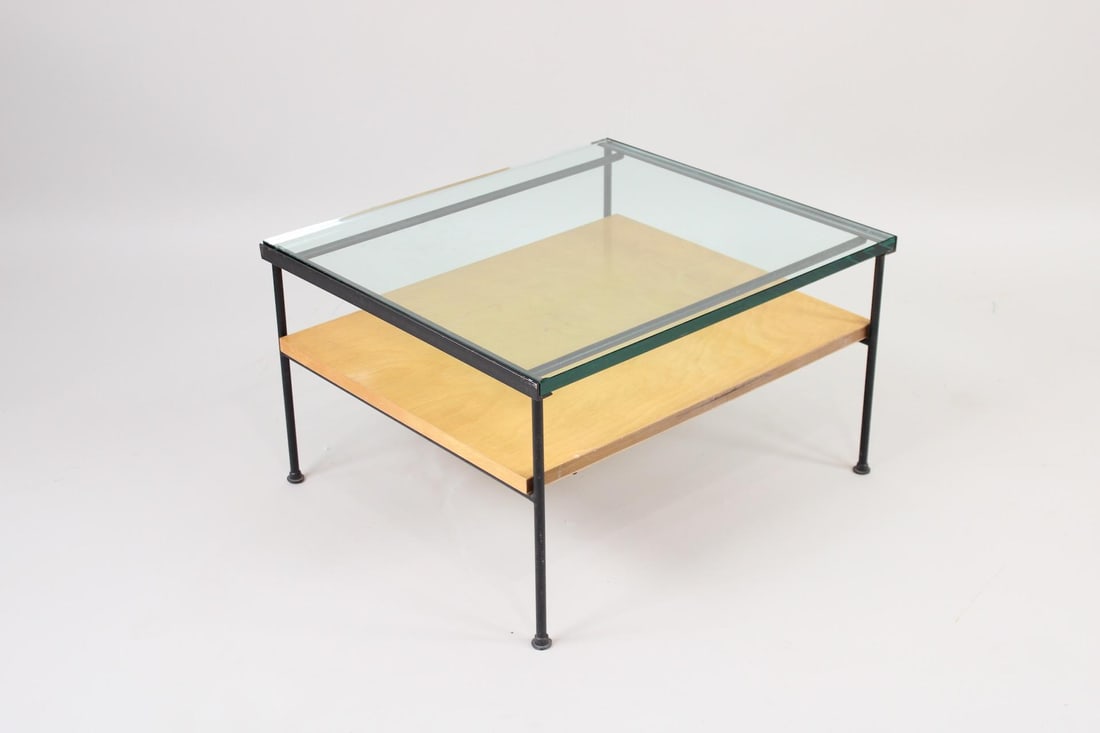 Mid-Century Modern Glass, Iron & Wood Side Table, Paul McCobb (1 of 11)