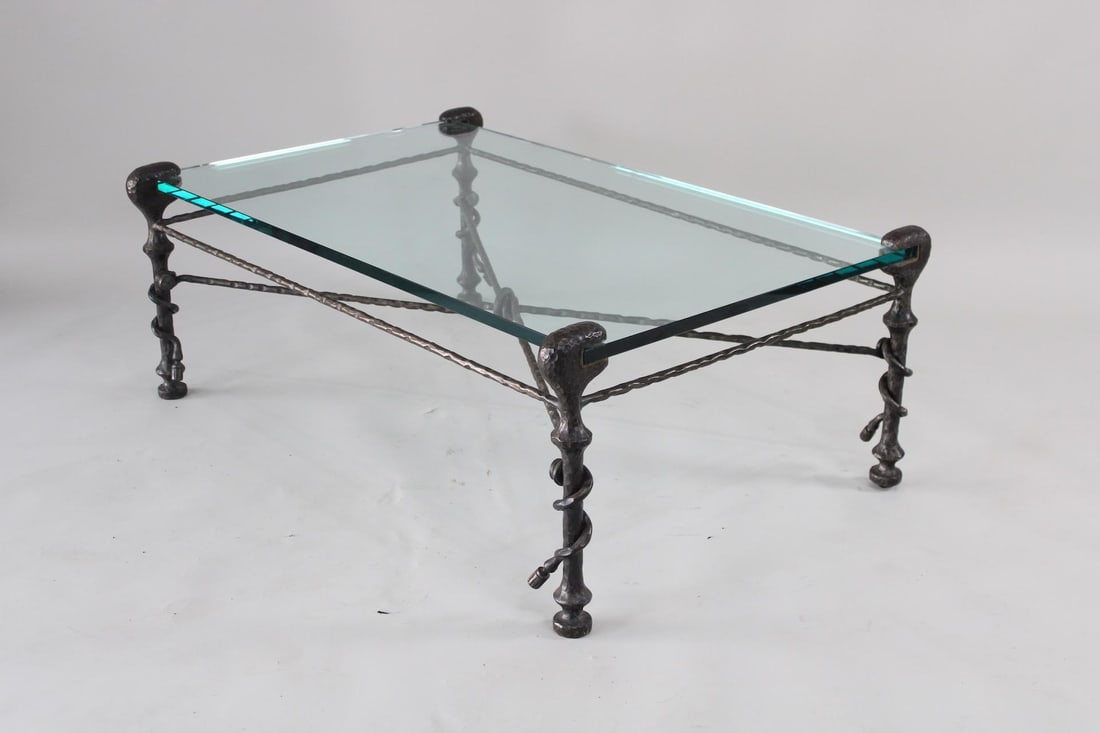 Mid-Century Modern Hammered Iron Coffee Table, Giacometti Style (1 of 8)