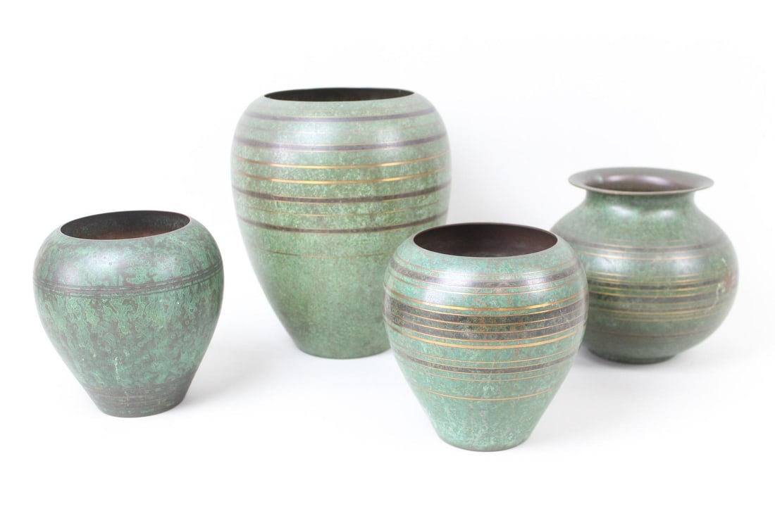 Lot of 4 Carl Sorensen Art Deco Bronze Vases (1 of 14)