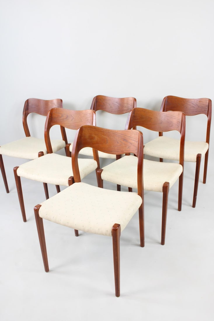 Set Of 6 Danish Modern J. L. Moller Teak Dining Chairs Auction