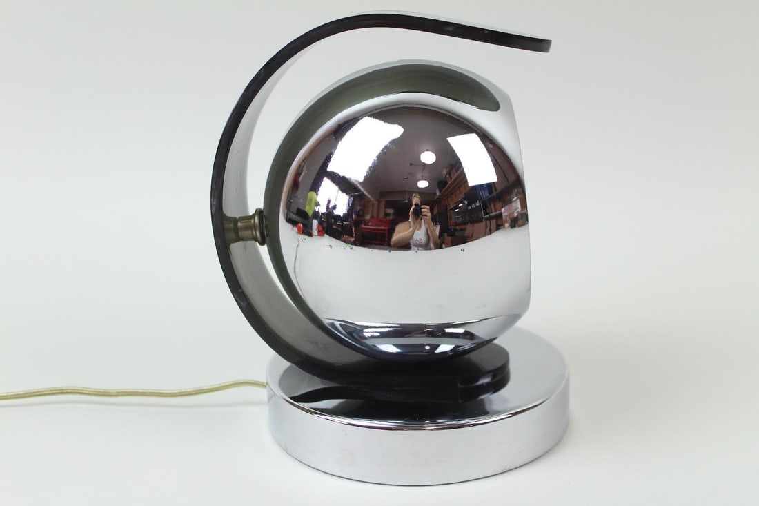 Space Age Chrome Orb Desk Lamp, Mid Century Modern (1 of 8)