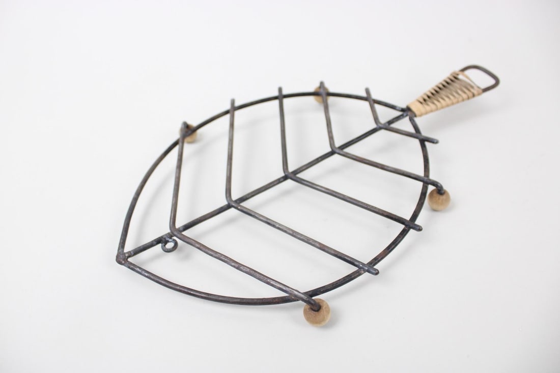 Mid-Century Danish Modern Laurids Lonborg Metal & Rattan Trivet (1 of 7)