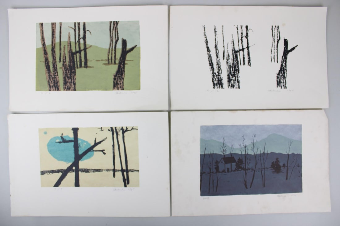 Lot of 12 Mid-Century Modern Landscape Lithograph Prints (1 of 17)