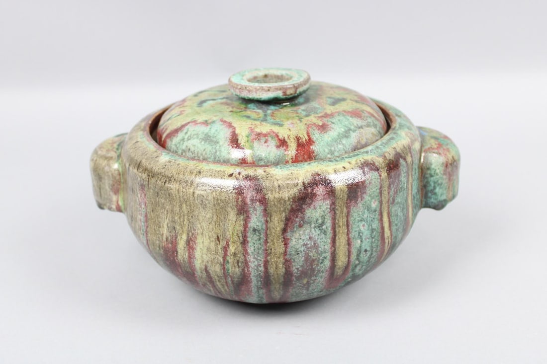 Mid Century Modern Studio Pottery Drip Glaze Covered Dish (1 of 7)