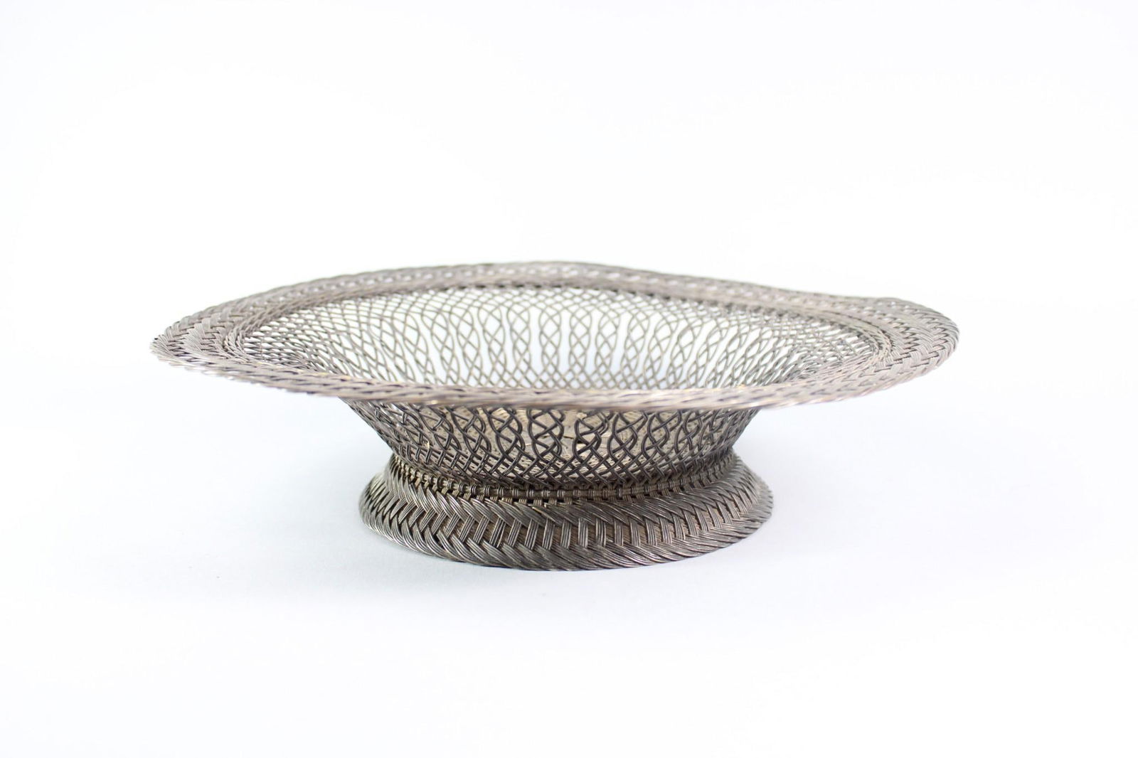 Silver Plate Woven Metal Wire Basket Bowl (1 of 16)
