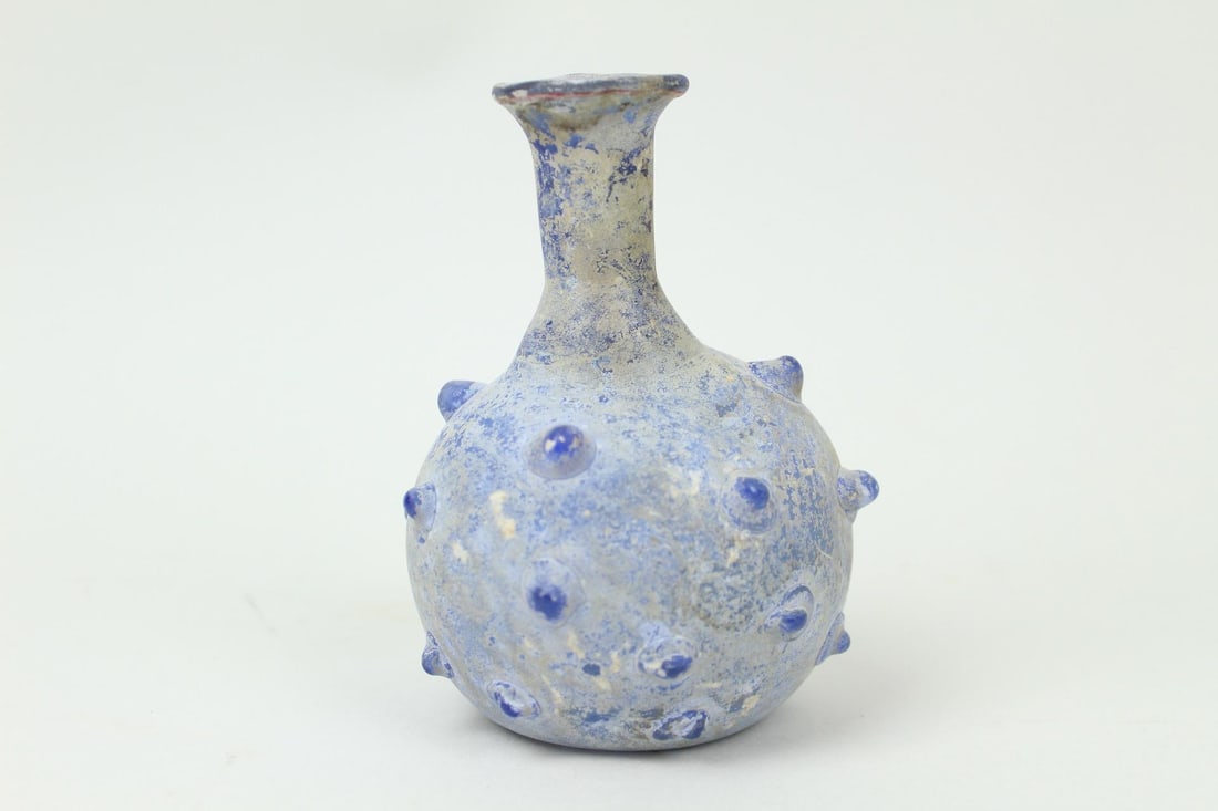 Small Blue Brutalist Glass Vase (1 of 7)