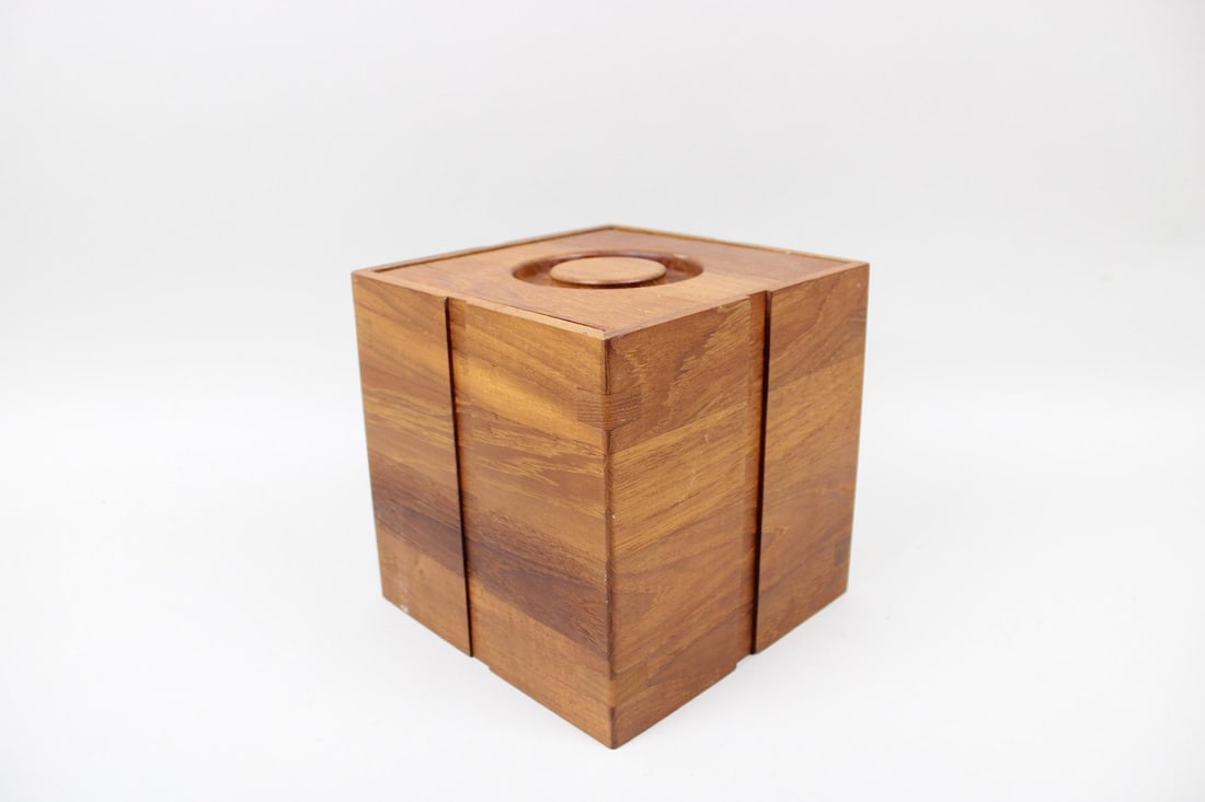 Mid-Century Danish Modern Square Teak Ice Bucket, Kalmar (1 of 9)