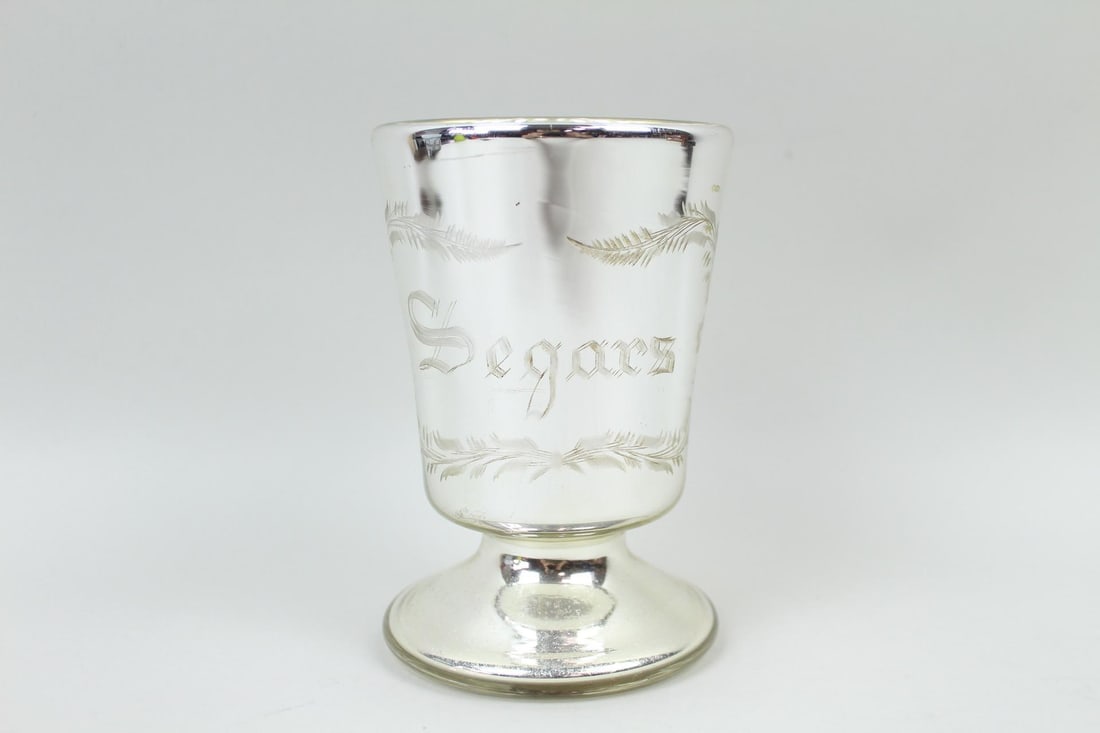 Mercury Glass Vase Cigar Holder, 'Segars' (1 of 12)