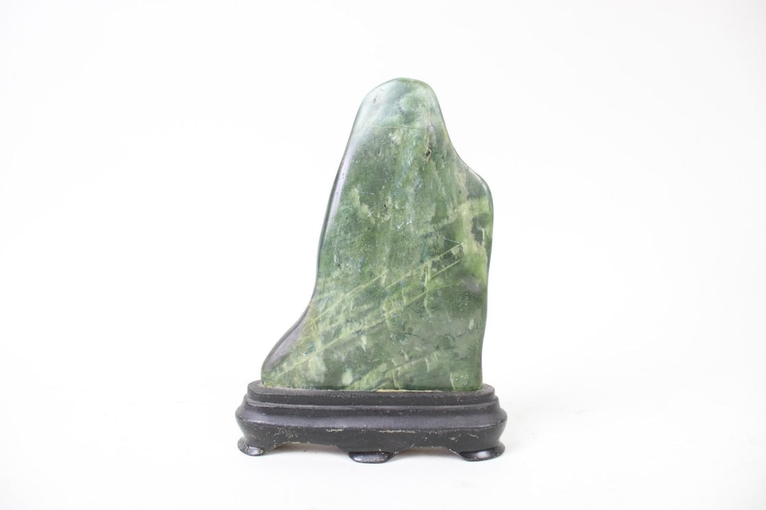 Jade Scholar's Stone on Wooden Display Stand (1 of 9)