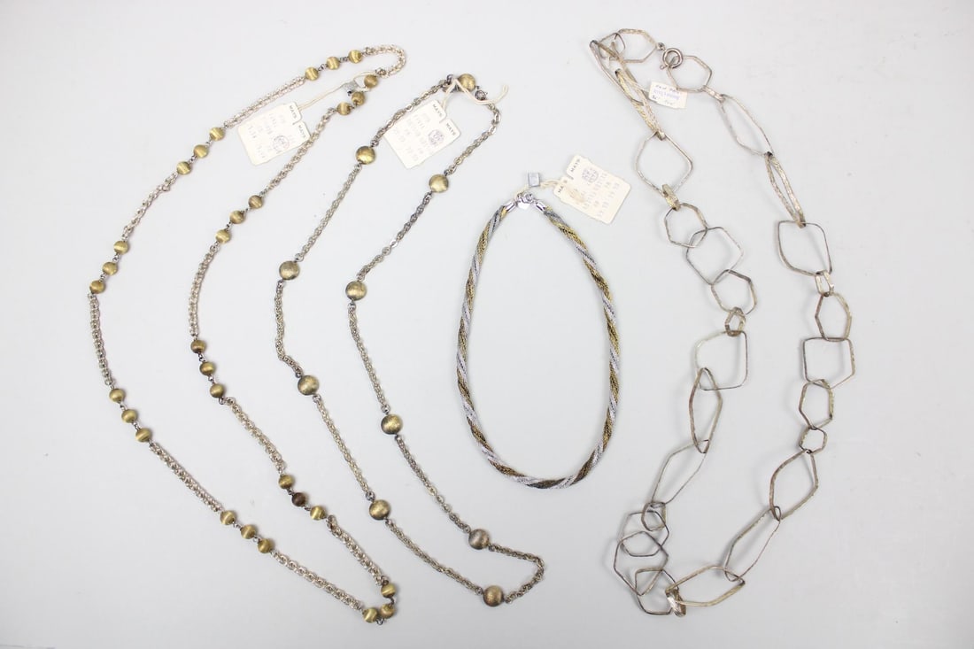 Lot of 4 Postmodern Sterling Silver Chain Necklaces, Mays, Abraham & Sons (1 of 13)