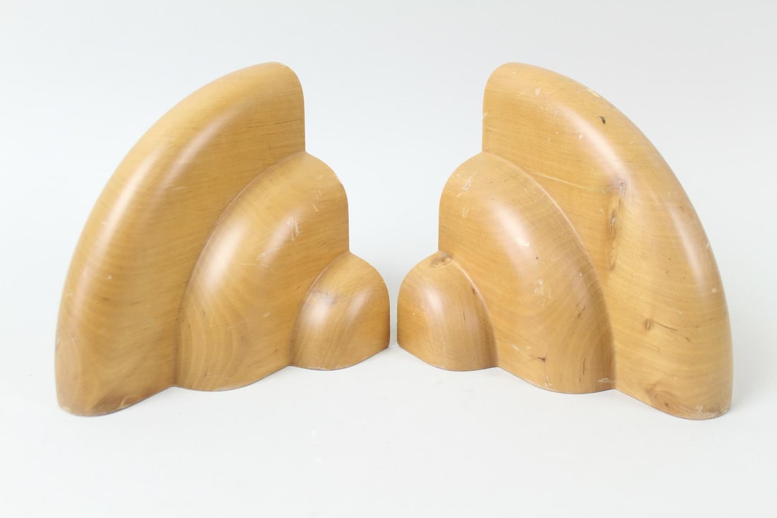 Pair of Postmodern D. Mola Handmade Wooden Bookends, Milano, Ingo Knuth (1 of 8)
