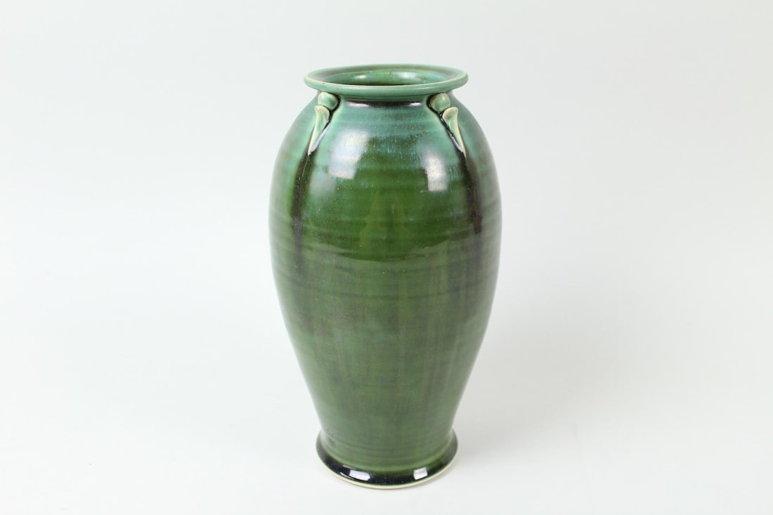 Art Nouveau Green Pottery Vase, Arts & Crafts (1 of 6)