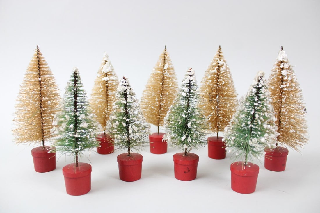 Set of 9 Miniature Putz Christmas Tree Decorations (1 of 11)