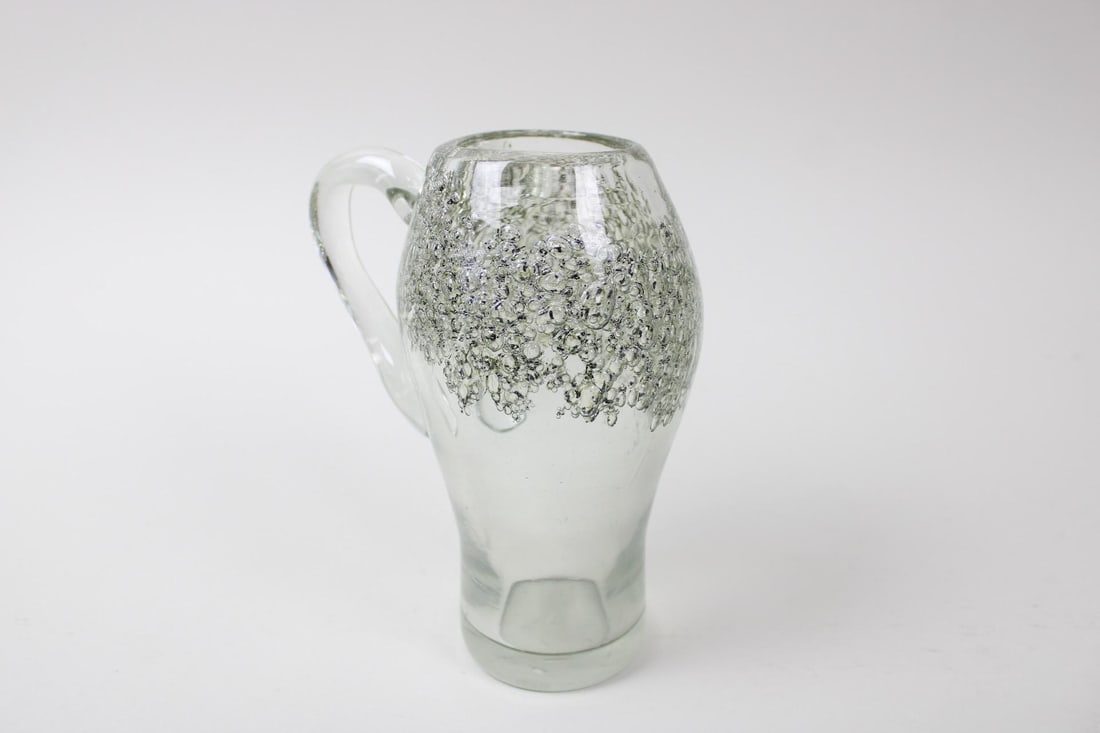 Mid Century Modern Murano Glass Two-Handled Vase, Black Bubbles (1 of 8)