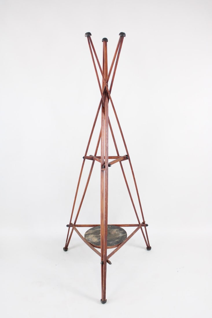 Folk Art Wooden Tripod Hall Tree, Coat Rack (1 of 8)