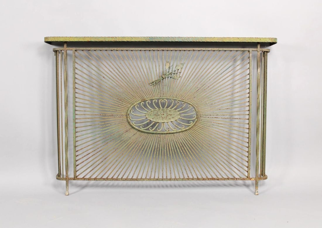 Wrought Iron Sunburst Art Deco Console Table, Radiator Cover (1 of 8)
