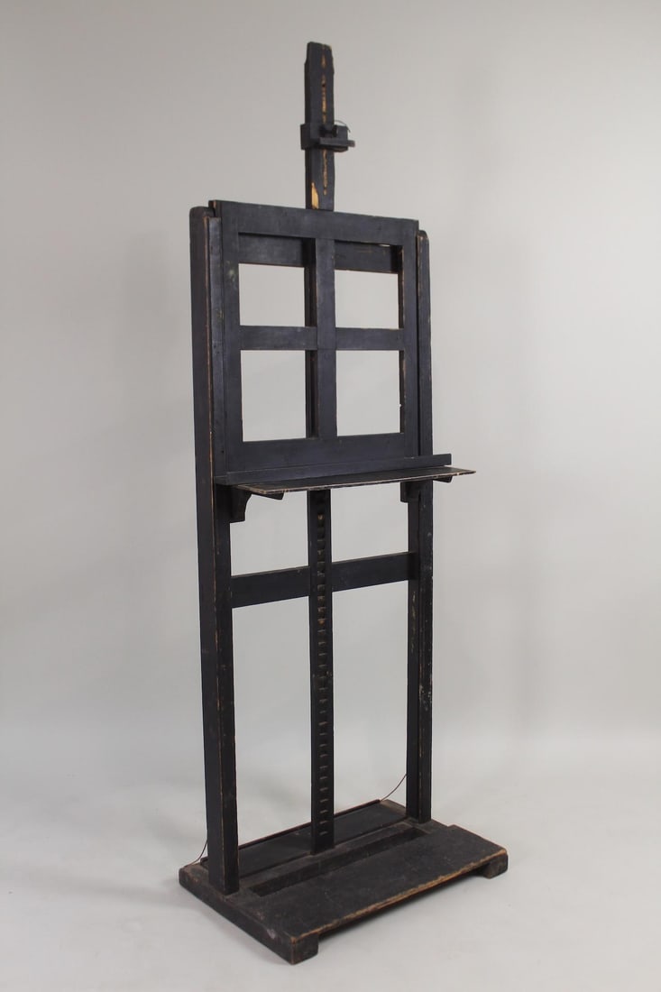 Antique Black Painted Wood Artist's Painting Easel (1 of 15)