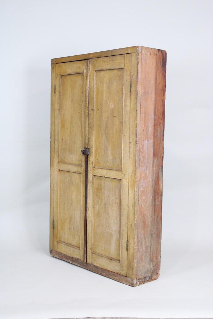 19th C Primitive Yellow Painted Wooden Cupboard (1 of 11)