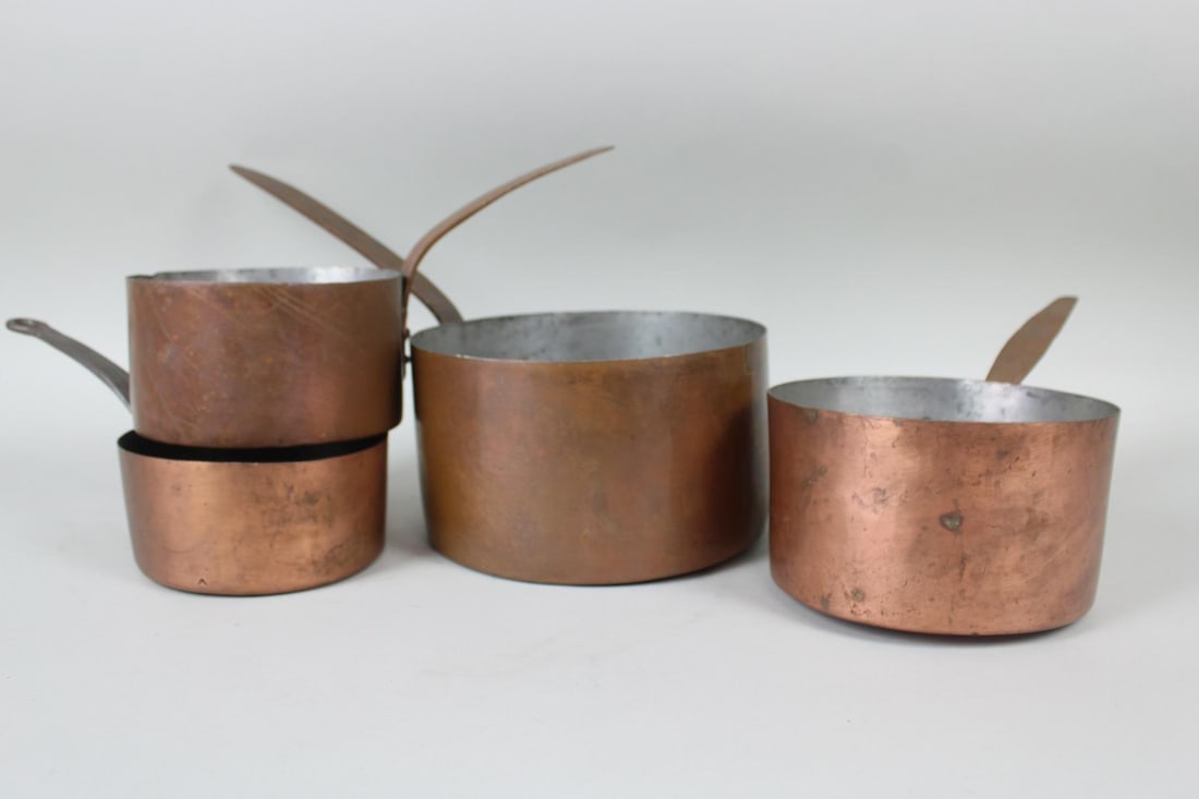 Lot of 4 Assorted Copper Pots (1 of 10)