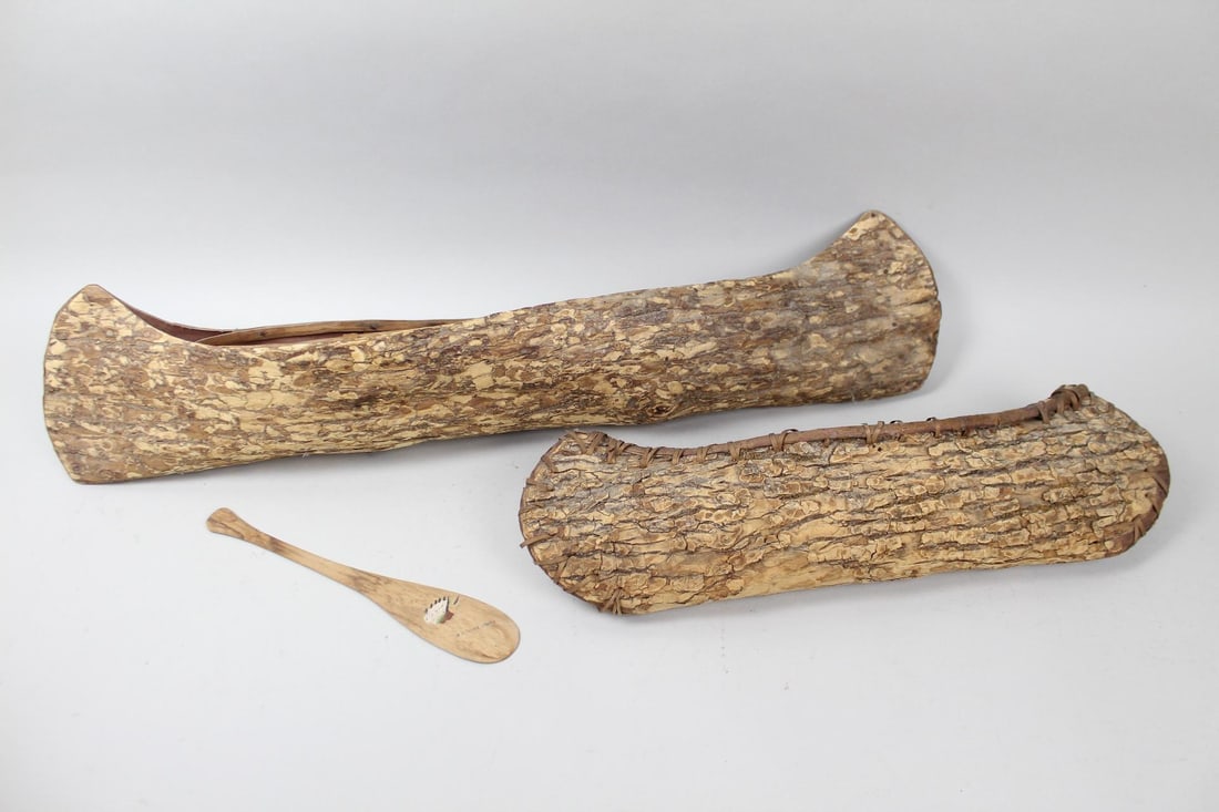 Pair of Salesman Sample Size Bark Canoe Models (1 of 14)