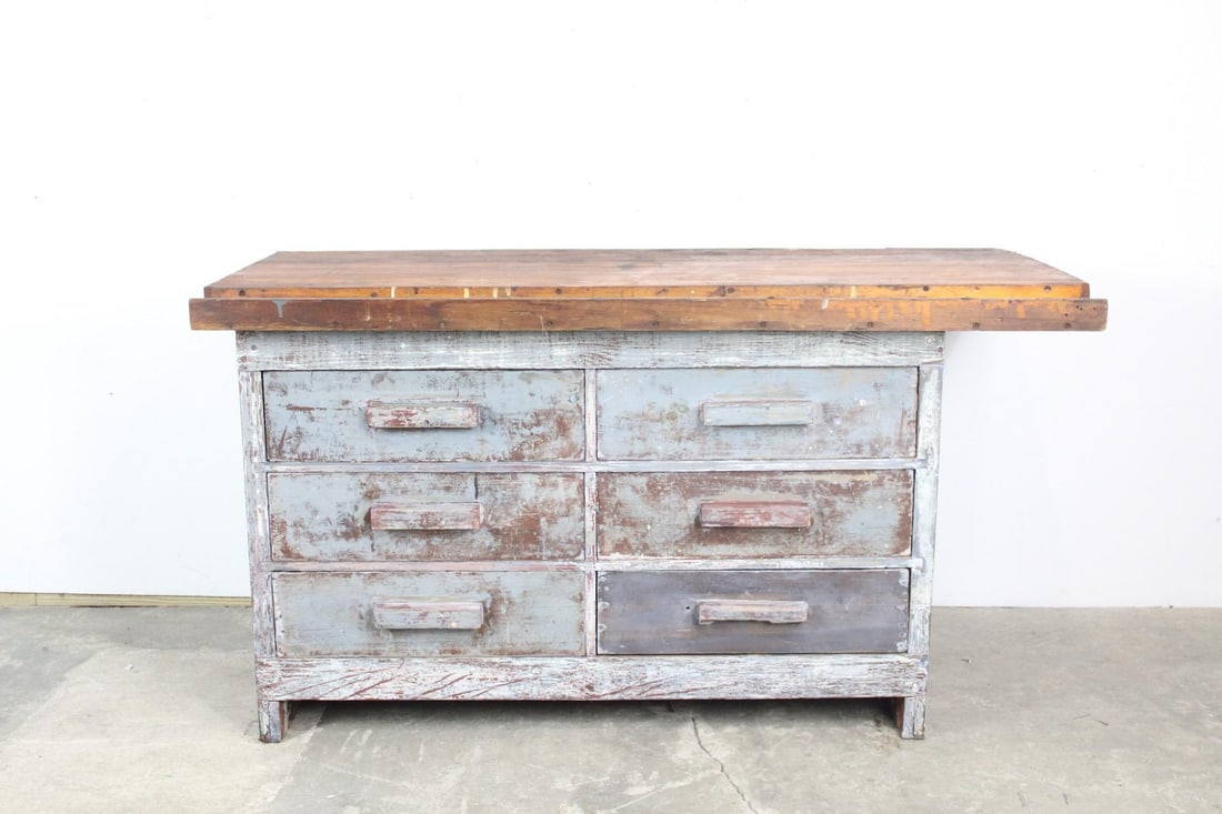 Industrial Butcher Block Workbench Table with Vise (1 of 15)