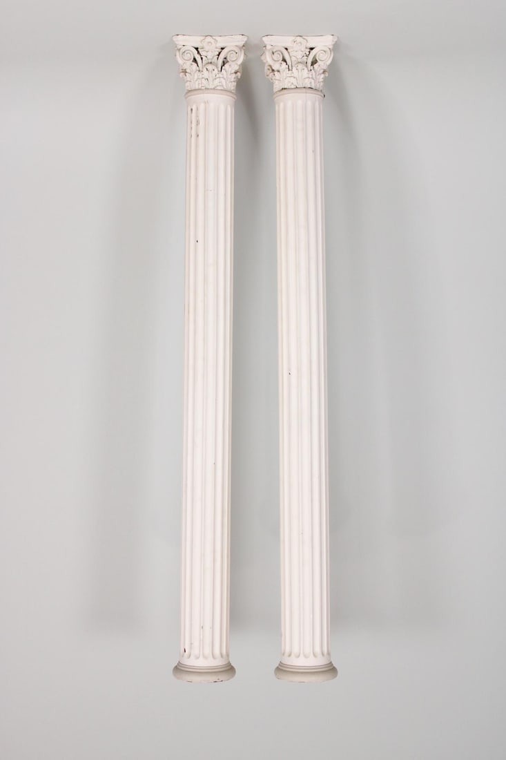 Pair of Architectural Wood Columns with Corinthian Capitals (1 of 9)