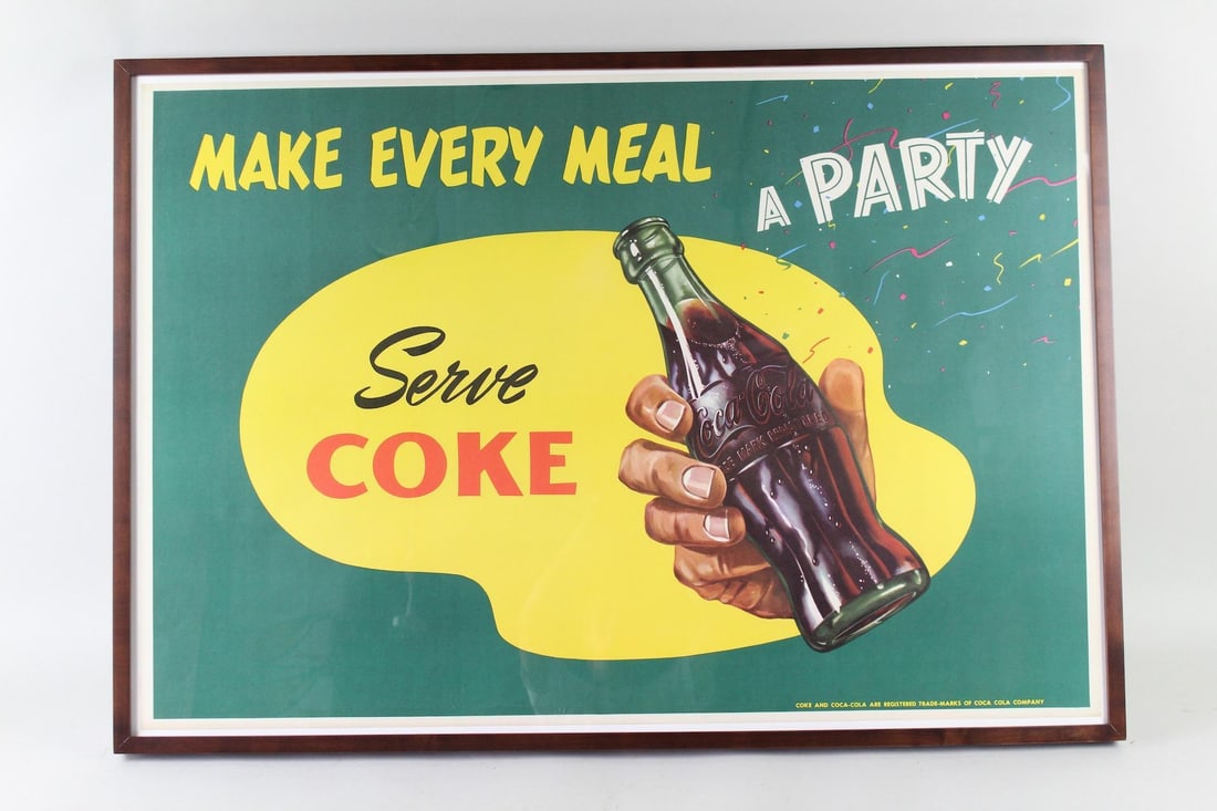 Framed "Make Every Meal a Coke", Coca-Cola Poster Sign (1 of 9)