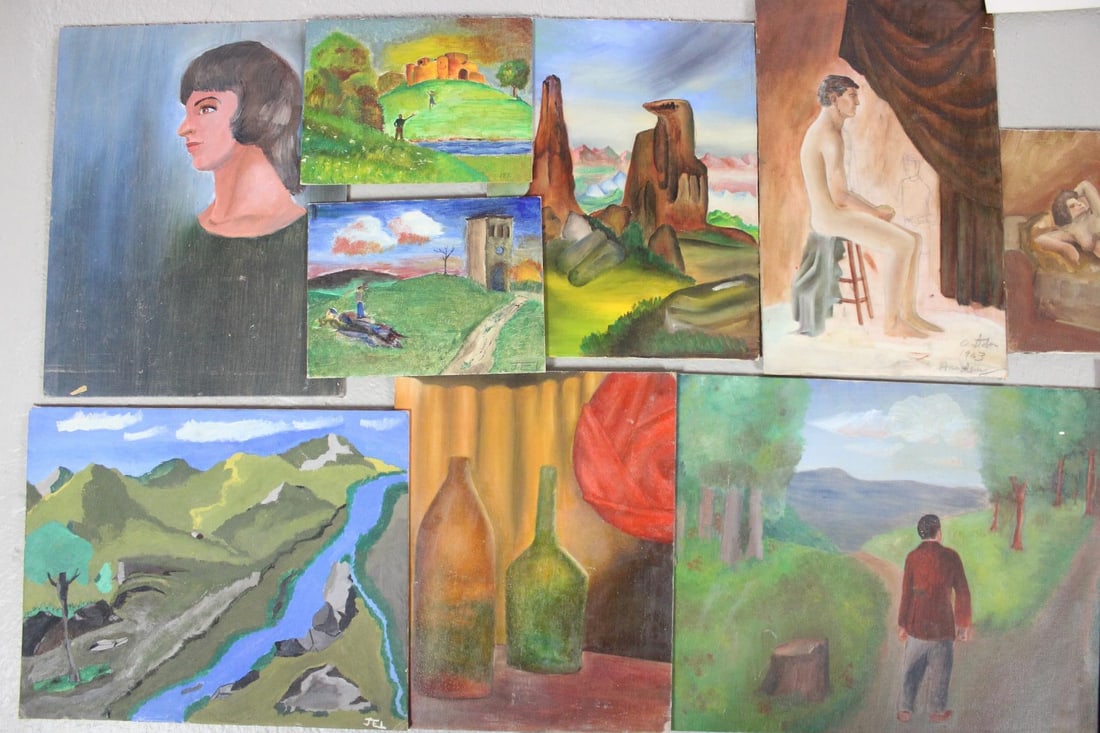 Lot of 2 Portfolios with 50+ Drawings & 10 Paintings, John E. Laudenberger 1960s (1 of 17)