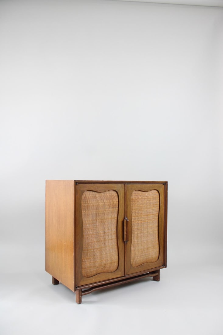 Mid Century Modern Cabinet Sculptural Caned Doors (1 of 15)
