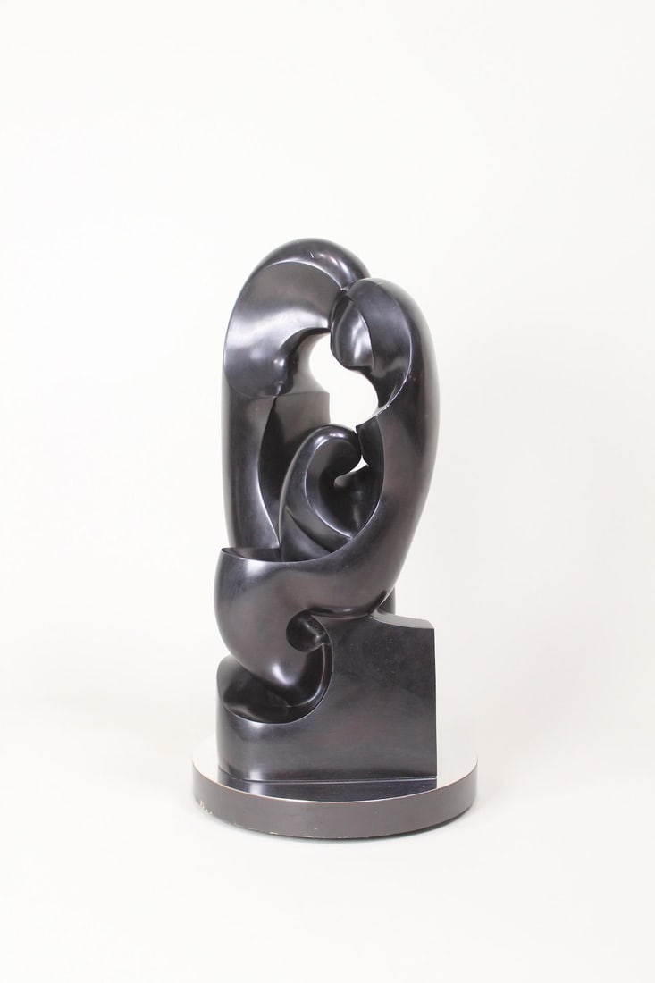 Signed Bronze Sculpture of Lovers with Child, D. Okin (1 of 10)