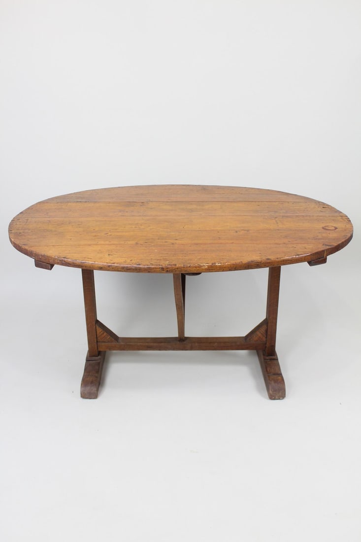 Large Oval Wooden Tilt Top Folding Tavern Table (1 of 4)