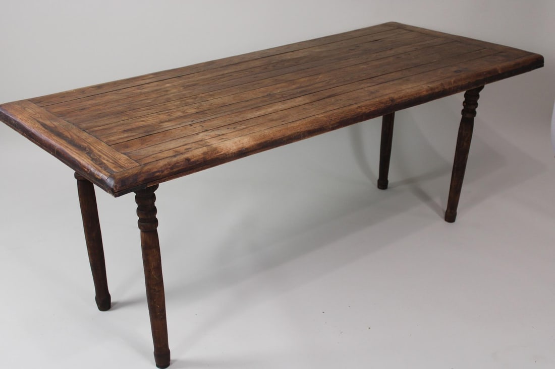 Farm Table with Turned Legs & Multi Board Top (1 of 16)