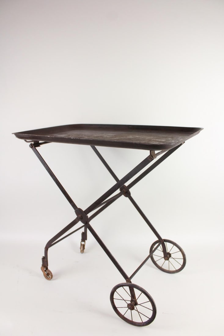 Collapsible Antique Industrial Tea Trolley Cart (1 of 10)